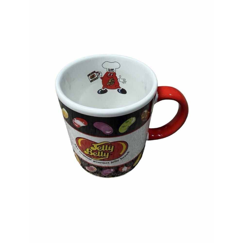 Vintage Jelly Belly Ceramic Coffee Mug Cup Mr. Jelly Belly Chef Red Handle